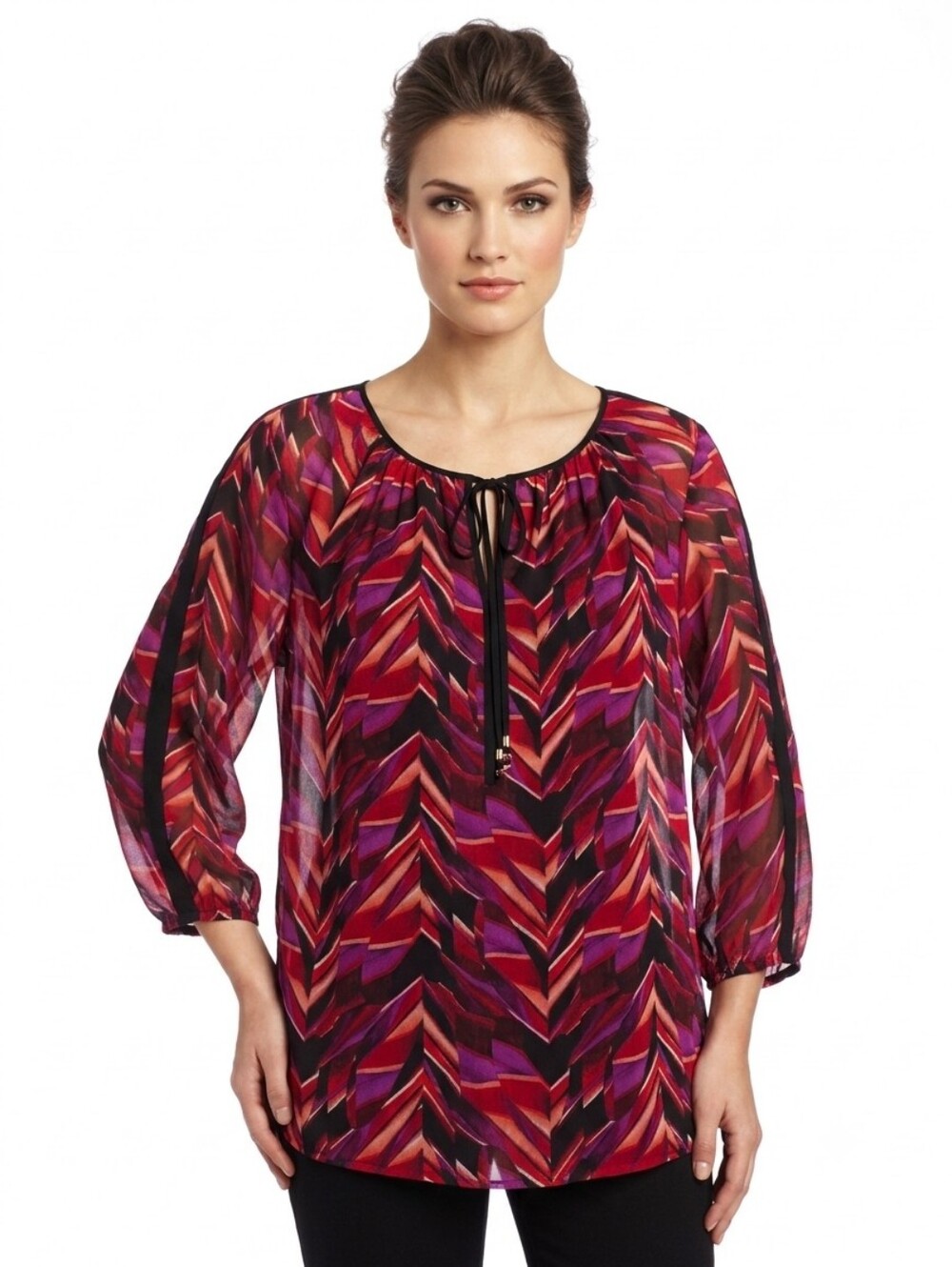 NWT Calvin Klein Multi Color Chevron Peasant Top Size 0X